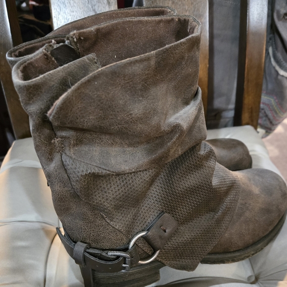 Brown Slouchy Ankle Boots with Buckle - Picture 2 of 6